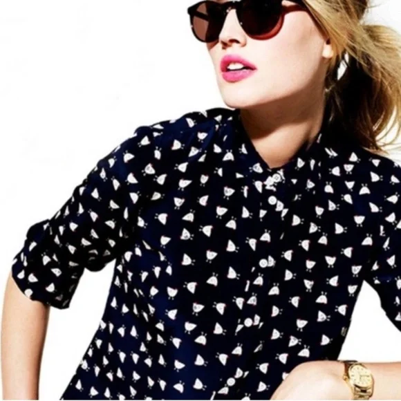 J. Crew French Hen Silk Blouse - Picture 2 of 11